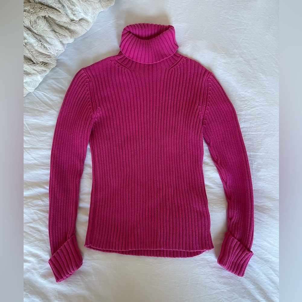Fuchsia Pink Ribbed Gap Sweater - Picture 2 of 6